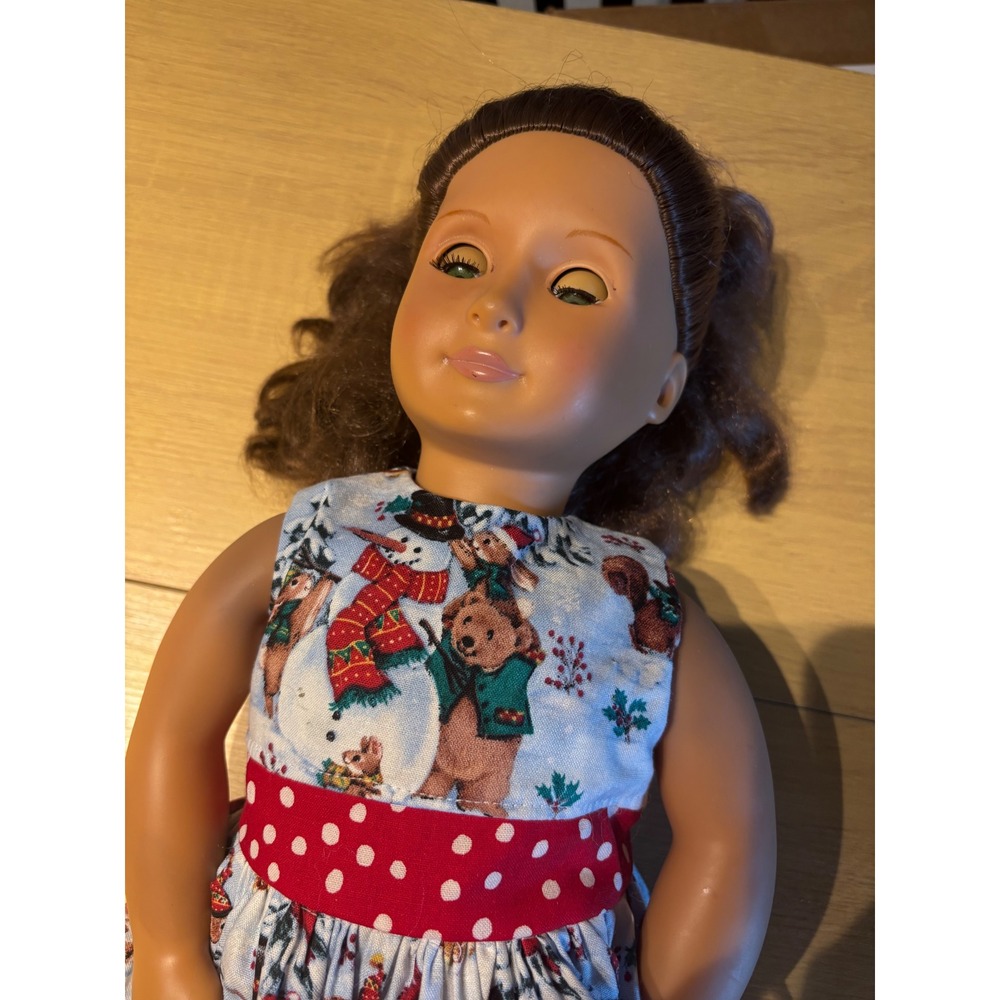 Our Generation 18 inch Doll Brown Hair Green Eyes Holiday Christmas Bear Dress - Picture 2 of 6